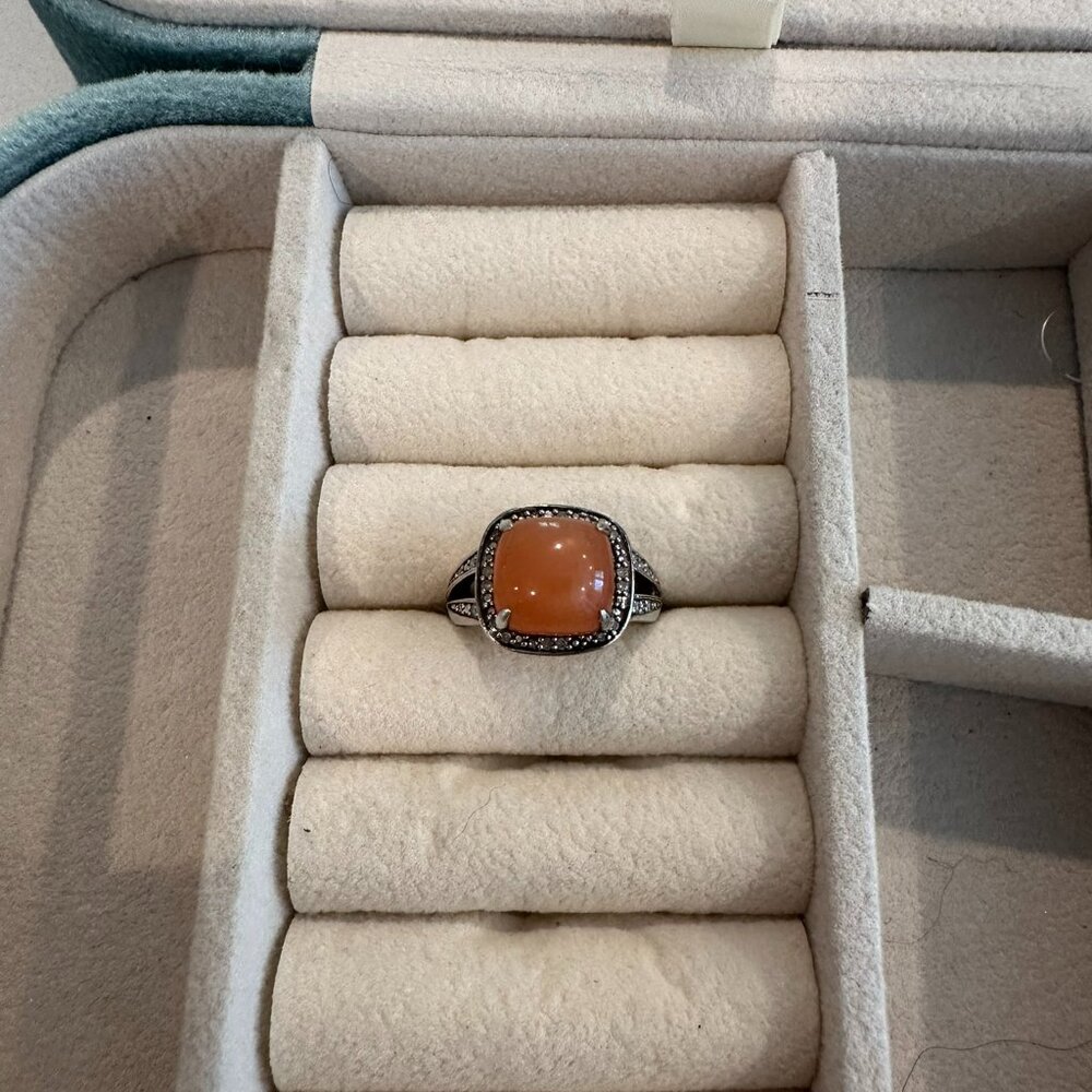 Sterling Silver and Orange Gemstone Ring